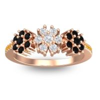 Lab Diamond Fashion Ring In 18K Rose Gold With Black Onyx And Citrine – Makaranda Statement Ring