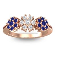 Lab Diamond Fashion Ring In 18K Rose Gold With Blue Sapphire And Garnet – Makaranda Statement Ring