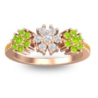 Lab Diamond Fashion Ring In 18K Rose Gold With Peridot And Citrine – Makaranda Statement Ring