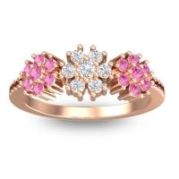 Diamond Fashion Ring In 18K Rose Gold With Pink Tourmaline And Garnet – Makaranda Statement Ring