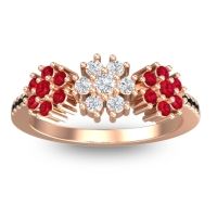 Diamond Fashion Ring In 14K Rose Gold With Ruby And Black Onyx – Makaranda Statement Ring