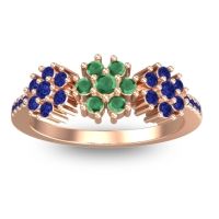 Emerald Fashion Ring In 14K Rose Gold With Blue Sapphire – Makaranda Statement Ring