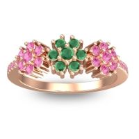Emerald Fashion Ring In 14K Rose Gold With Pink Tourmaline – Makaranda Statement Ring