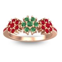 Emerald Fashion Ring In 14K Rose Gold With Ruby – Makaranda Statement Ring