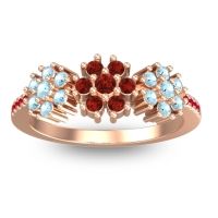 Garnet Fashion Ring In 18K Rose Gold With Aquamarine And Ruby – Makaranda Statement Ring