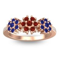 Garnet Fashion Ring In 18K Rose Gold With Blue Sapphire And Lab Diamond – Makaranda Statement Ring