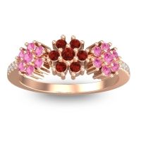 Garnet Fashion Ring In 18K Rose Gold With Pink Tourmaline And Diamond – Makaranda Statement Ring