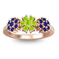 Peridot Fashion Ring In 18K Rose Gold With Blue Sapphire And Diamond – Makaranda Statement Ring