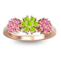 Peridot Fashion Ring In 18K Rose Gold With Pink Tourmaline And Diamond – Makaranda Statement Ring