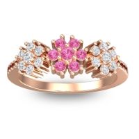 Pink Tourmaline Fashion Ring In 18K Rose Gold With Diamond And Garnet – Makaranda Statement Ring