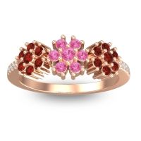 Pink Tourmaline Fashion Ring In 18K Rose Gold With Garnet And Diamond – Makaranda Statement Ring