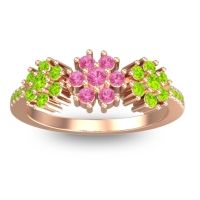 Pink Tourmaline Fashion Ring In 18K Rose Gold With Peridot – Makaranda Statement Ring
