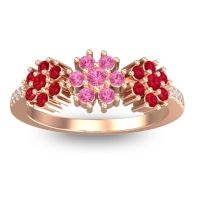 Pink Tourmaline Fashion Ring In 18K Rose Gold With Ruby And Diamond – Makaranda Statement Ring