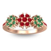 Ruby Fashion Ring In 18K Rose Gold With Emerald – Makaranda Statement Ring