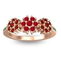 Ruby Fashion Ring In 18K Rose Gold With Garnet And Emerald – Makaranda Statement Ring