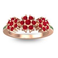 Ruby Fashion Ring In 14K Rose Gold With Emerald – Makaranda Statement Ring