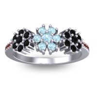 Aquamarine Fashion Ring In Platinum With Black Onyx And Garnet – Makaranda Statement Ring