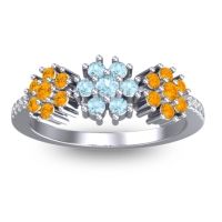 Aquamarine Fashion Ring In Palladium With Citrine And Diamond – Makaranda Statement Ring