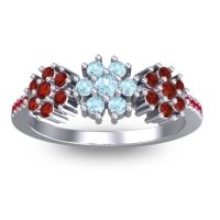 Aquamarine Fashion Ring In Palladium With Garnet And Ruby – Makaranda Statement Ring