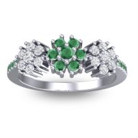 Emerald Fashion Ring In Palladium With Lab Diamond – Makaranda Statement Ring