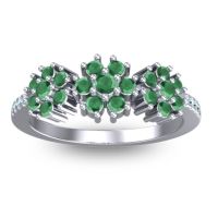 Emerald Fashion Ring In Platinum With Aquamarine – Makaranda Statement Ring