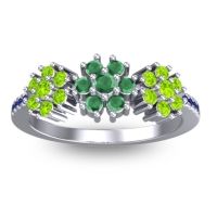 Emerald Fashion Ring In Platinum With Peridot And Blue Sapphire – Makaranda Statement Ring