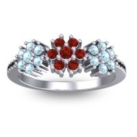 Garnet Fashion Ring In Platinum With Aquamarine And Black Onyx – Makaranda Statement Ring