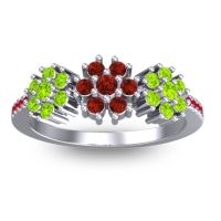 Garnet Fashion Ring In 18k White Gold With Peridot And Ruby – Makaranda Statement Ring