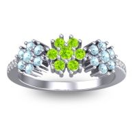 Peridot Fashion Ring In Palladium With Aquamarine And Diamond – Makaranda Statement Ring