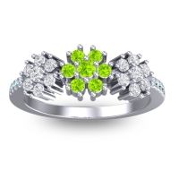 Peridot Fashion Ring In Palladium With Diamond And Aquamarine – Makaranda Statement Ring