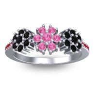 Pink Tourmaline Fashion Ring In Platinum With Black Onyx And Ruby – Makaranda Statement Ring