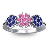 Pink Tourmaline Fashion Ring In Palladium With Blue Sapphire And Black Onyx – Makaranda Statement Ring