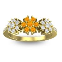 Citrine Fashion Ring In 18k Yellow Gold With Lab Diamond – Makaranda Statement Ring