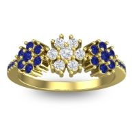 Diamond Fashion Ring In 14k Yellow Gold With Blue Sapphire – Makaranda Statement Ring