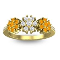 Lab Diamond Fashion Ring In 18k Yellow Gold With Citrine And Diamond – Makaranda Statement Ring