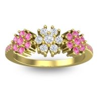 Diamond Fashion Ring In 18k Yellow Gold With Pink Tourmaline – Makaranda Statement Ring