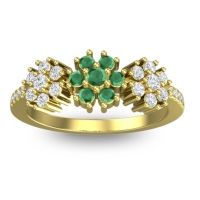 Emerald Fashion Ring In 14k Yellow Gold With Lab Diamond – Makaranda Statement Ring