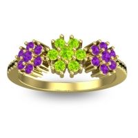 Peridot Fashion Ring In 18k Yellow Gold With Amethyst And Black Onyx – Makaranda Statement Ring