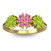 Pink Tourmaline Fashion Ring In 18k Yellow Gold With Peridot And Black Onyx – Makaranda Statement Ring
