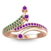 Amethyst Fashion Ring In 18K Rose Gold With Emerald – Vaktra Dainty Ring