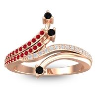 Black Onyx Fashion Ring In 14K Rose Gold With Ruby And Lab Diamond – Vaktra Dainty Ring