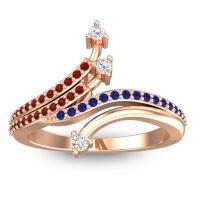Diamond Fashion Ring In 14K Rose Gold With Garnet And Blue Sapphire – Vaktra Dainty Ring
