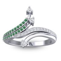 Lab Diamond Fashion Ring In 14k White Gold With Emerald And Diamond – Vaktra Dainty Ring