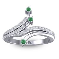 Emerald Fashion Ring In 14k White Gold With Lab Diamond And Diamond – Vaktra Dainty Ring
