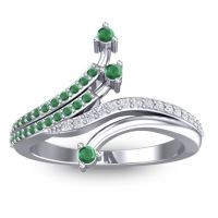 Emerald Fashion Ring In 14k White Gold With Diamond – Vaktra Dainty Ring