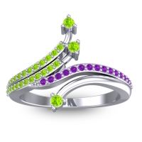 Peridot Fashion Ring In 14k White Gold With Amethyst – Vaktra Dainty Ring
