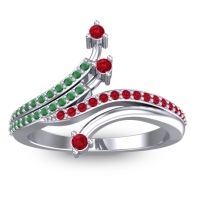 Ruby Fashion Ring In 14k White Gold With Emerald – Vaktra Dainty Ring