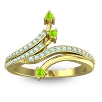 Peridot Fashion Ring In 18k Yellow Gold With Aquamarine – Vaktra Dainty Ring