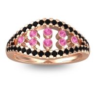 Pink Tourmaline Fashion Ring In 14K Rose Gold With Black Onyx – Vera Statement Ring