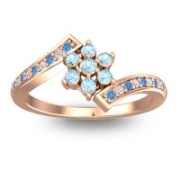 Aquamarine Fashion Ring In 18K Rose Gold With Swiss Blue Topaz And Diamond – Utpala Simple Ring